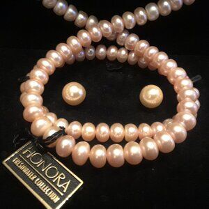 Honora Freshwater Cultured Pearl Jewelry Set Earrings Bracelet 16” Necklace